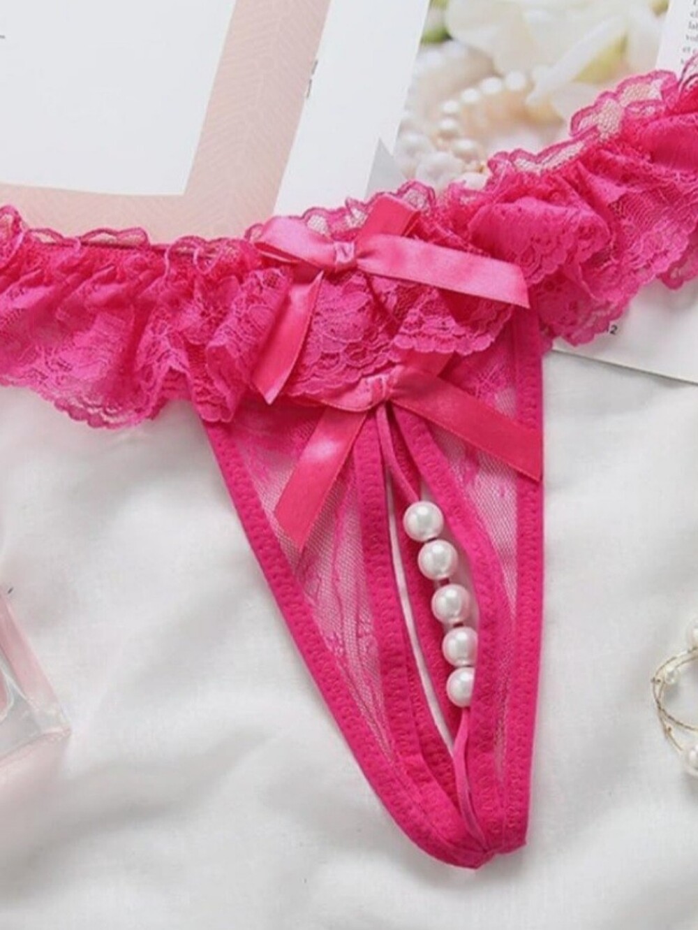 NWT Pink Lace Crotchless Panty